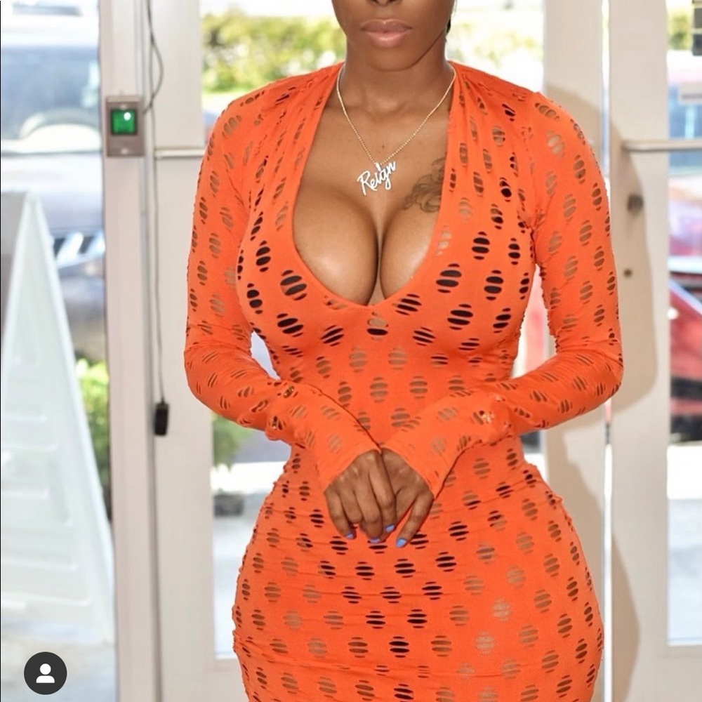 Orange see through maxi dress